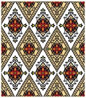 Repeat print of An intricate ethnic design composed of red, yellow, and black colors, reflecting cultural heritage and artistic expression. vector