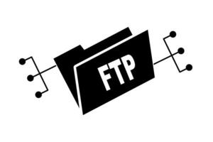 FTP connection silhouette icon. vector