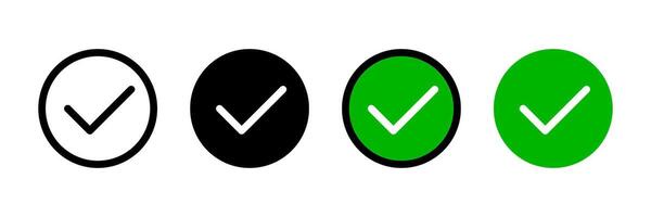 Circular Checkmark Icons in Various Colors. vector