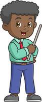 Standing business man with wooden pointer stick vector