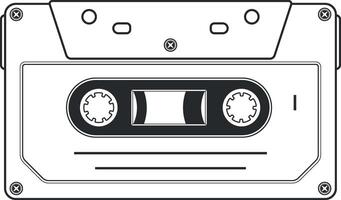 black and white music cassette without background vector
