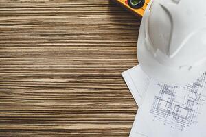 Project drawings and tools, close up photo