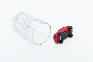 Image of a drunk driving accident inside a small glass photo