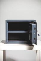 Security metal safe with empty space inside photo