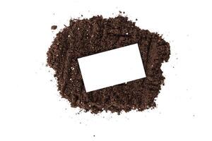 Soil or dirt section isolated on white background photo