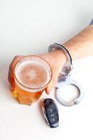 Drunk Driving Concept - Beer, Keys and Handcuffs photo