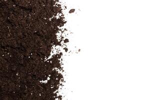 Soil or dirt section isolated on white background photo