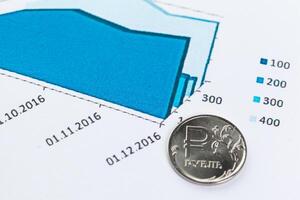 Graph Of Stock Market With Stacks Of Coins photo