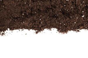 Soil or dirt section isolated on white background photo