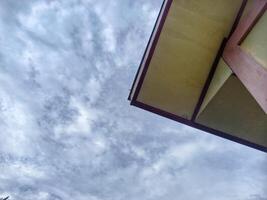 roof of building and clear blue sky photo
