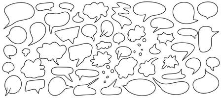 Big set of dialog boxes, different variants are hand drawn. vector