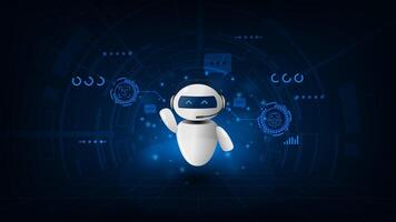 Artificial intelligence chat bot abstract digital technology innovation conncept. Futuristic blue digital background. vector