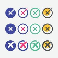 cross mark icon button set. Cross icon with right and wrong buttons no cross icons in tick box cross. Isolated cross symbol, wrong sign concept vector