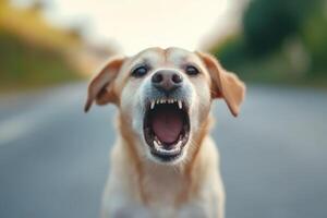 Aggressive rabid stray dog photo