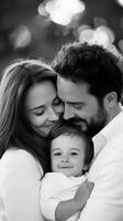 Loving family embraces , creating joyful memories together in a serene setting photo
