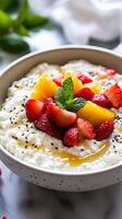 Honey-Drizzled Cottage Cheese with Mango and Strawberry photo