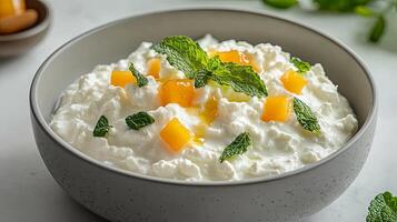 Creamy Mango Yogurt Dessert with Mint photo