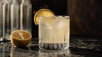 Elegant Refreshing Cocktail with Lemon Slice photo