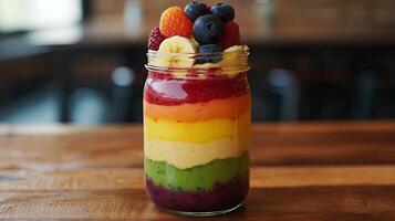 Rainbow Smoothie Jar - A Colorful and Healthy Treat photo
