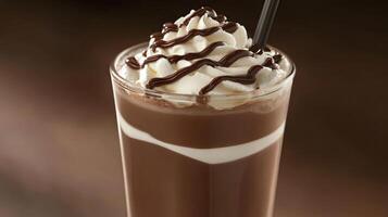 Chocolate Delightful Iced Drink with Whipped Cream photo