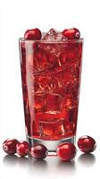 Delicious Cranberry Iced Drink with Ice Cubes photo