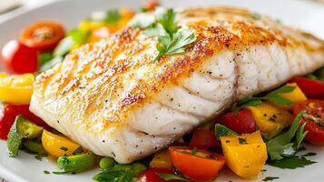 Pan-Seared Fish with Seasonal Vegetables photo