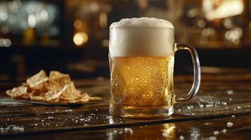 Cold Beer and Delicious Chips at the Pub photo