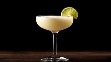 A Delectable Creamy Cocktail with Lime Garnish photo