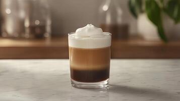 Layered Coffee Drink with Whipped Cream photo