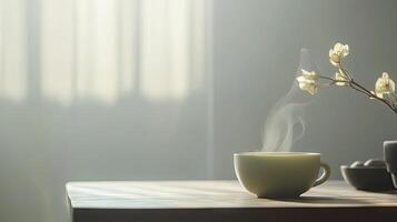 Peaceful Morning Tea with Soft Sunlight photo