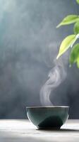 A steaming cup of tea, a moment of calm and relaxation photo