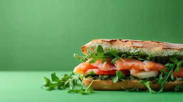 Savory Smoked Salmon Sandwich with Fresh Greens photo