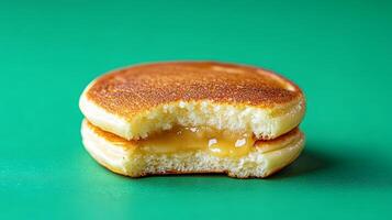 Scrumptious Bite of a Honey-Sweet Pancake photo