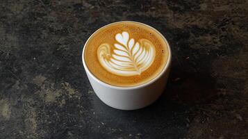 Aromatic Latte with Exquisite Leaf Design photo