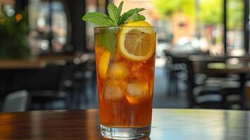 Iced Tea with Lemon and Mint - Refreshing Summer Drink photo