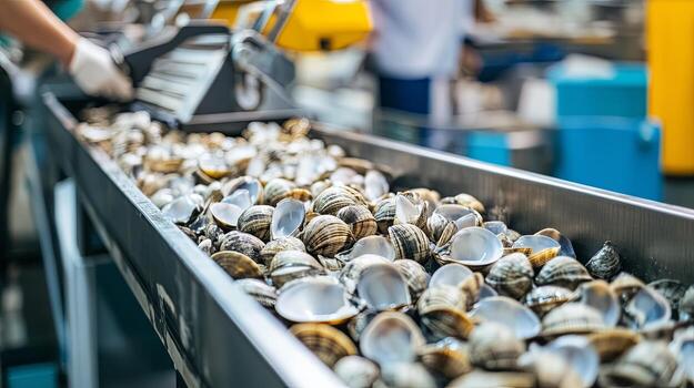 Fresh Seafood Processing Line - Clam Shells photo