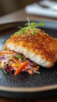 Crispy Pan-Seared Fish with Vibrant Coleslaw - Exquisite Culinary Creation photo