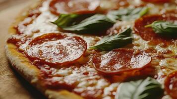 Close-up of a Delicious Pepperoni Pizza photo
