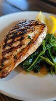 Grilled Chicken Breast with Spinach and Lemon photo