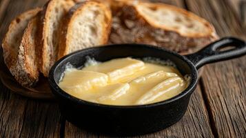 Melted Cheese Fondue with Toasted Bread photo