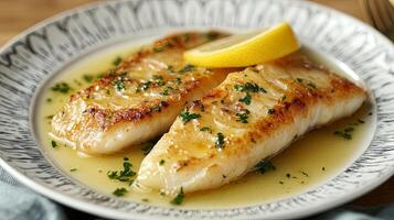 Pan-Seared White Fish with Lemon Butter Sauce - Exquisite Culinary Delight photo