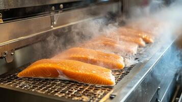 Smoked Salmon Processing Line - Fresh Fish Culinary Production photo