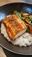 Teriyaki Fish with Rice and Vegetables - Exquisite Culinary Delight photo