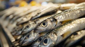 Fresh Mackerel Display at a Market photo