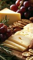 Aromatic Cheese and Fruit Platter with Crackers and Nuts photo