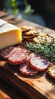 Gourmet Cheese and Sausage Board with Crackers photo