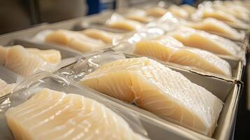Freshly Packaged White Fish for Culinary Delights photo