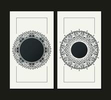 Set of border circle pattern card design vector