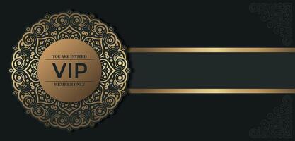 luxury dark and gold vip card in circle ornament texture design template vector