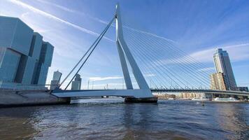 Timelapse of The Erasmus Bridge and the skyline of Rotterdam, Netherlands. December 1, 2024. video